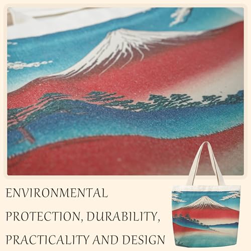 Large Tote Shopping Bag Cotton Canvas-Reusable grocery Bag with Zipper Aesthetic Reusable Shoulder Bag - style: Style-f
