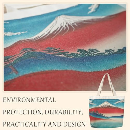Large Tote Shopping Bag Cotton Canvas-Reusable grocery Bag with Zipper Aesthetic Reusable Shoulder Bag - style: Style-f