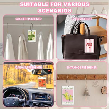 4 Pcs Car Air Fresheners, Christian Cute Car Accessories with Faith Quotes - color: jesusfruit