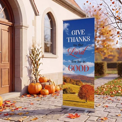 Ceenna 24 x 63 Inch Fall Church Banners for Sanctuary, Retractable Pull‑up - style: Fall Religious