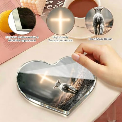 Baptism Gift for Women Jesus Plaque, Lamb of God Sheep Walking to Cross - color: Baptism Gift