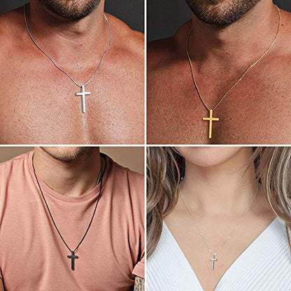 M MOOHAM Cross Necklace for Men Teen Boys 16-30 Inch - color: "Silver: Cross Pendant 1.2"*0.7"