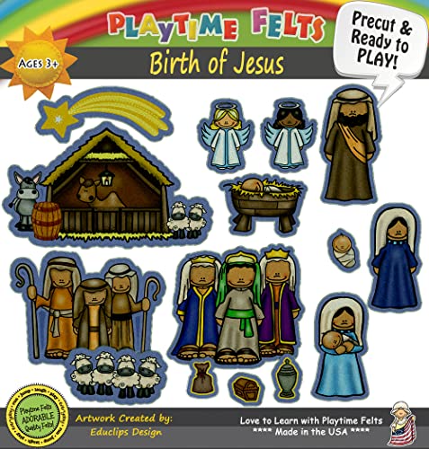 Birth of Jesus Felt Story Set | 15 PRECUT & Ready to Play Durable Felt Pieces for Preschool Learning, Reusable Felt Board Stories