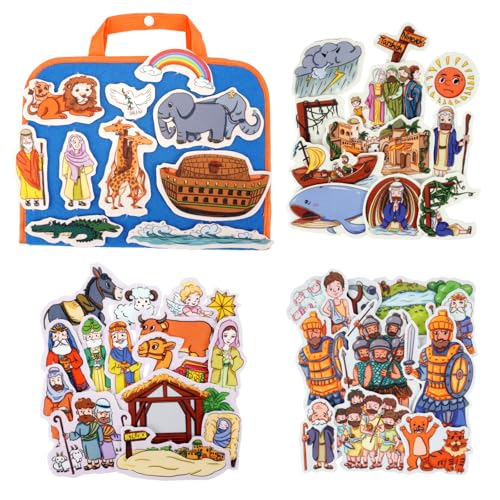 CHEFAN Noah's Ark Felt Board Bible Stories, 4 Story Sets for Kids - color: Noah's Ark & Other 3 Bible Stories Set