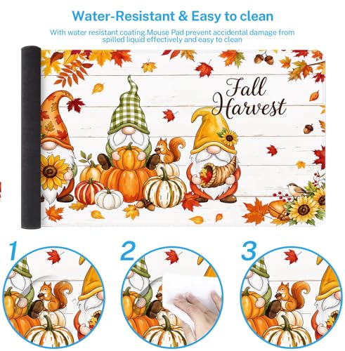 Britimes Large Mouse Pad, Mouse Pad, 31.5 x 15.7 Inch, Fall Gnome Squirrel - color: Gnome Squirrel Harvest