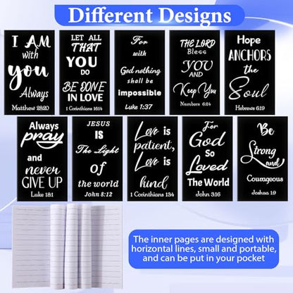 200 Pcs Christian Gift for Women Christian Accessories Include 50 Bible Verses Notebook 50 Church Bookmark 50 Ballpoint Pen Organza Bag Gift for Christmas Church Motivational (Black,White) - style: Black,White