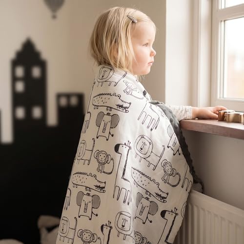 Fleece Baby Blankets for Girls & Boys, Infant Toddler Blanket - color: Gray Animals