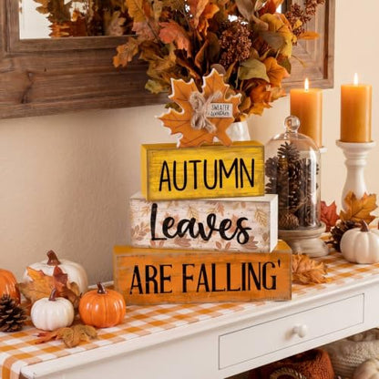 Lineshading 4 Pcs Fall Table Decorations Wooden Autumn Maple Leaf Decor - style: Autumn Leaves