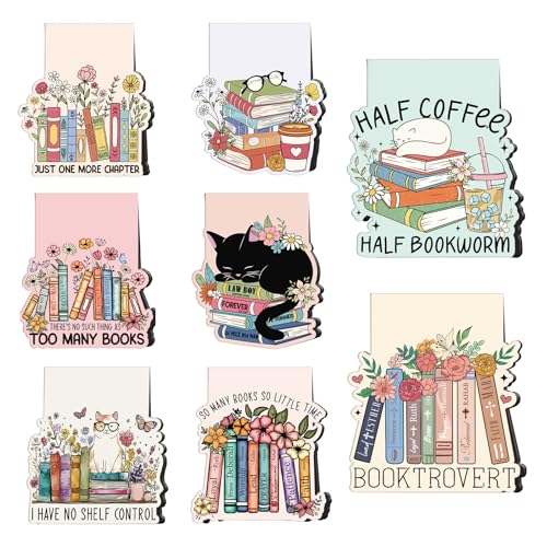 Book Lovers Magnetic Bookmark Gifts - Cosmisun 16 Pcs Reading Bookmarks for Women Cute Funny Book Mark Magnetic Cat Flower Book Mark Bookmark Page Markers Clip for Women Reading Students Teachers - color: Book Lovers