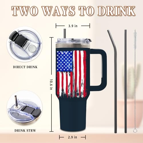 DUUV American USA Flag Tumbler 40oz, Insulated Blue 4th of July Cup Gifts - color: Truth Flag