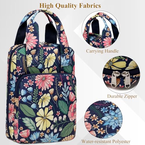 DSIUE Kids Bible Cover Case Gilrs Cute Bible Carrying Case Book Holder/Carrier/Bag with Handle and Pockets, Bow Floral
