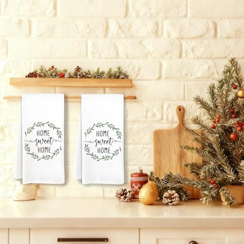 House Warming Gifts Home Sweet Home Kitchen Towels Set of 2, Gifts for New Homeowners Decorative Hand Tea Towels for Bathroom, Best Housewarming Gift Dish Towel Dishcloth, 16x24 Inch - color: Sweet Home