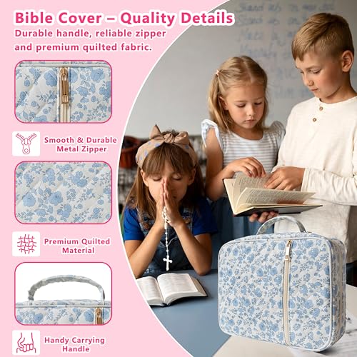 Bible Cover for Women (Blue Flower, Large) - color: A2 Blue Flower