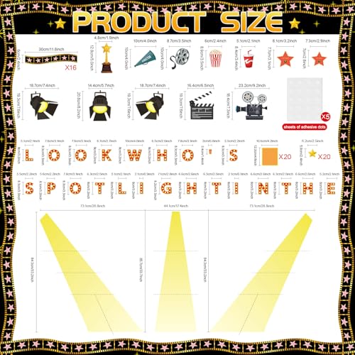 Movie Night Bulletin Board Set Movie Star DIY Photo Name Classroom Decorations Look Who’s in the Spotlight! Bulletin Board Awards Night Ceremony Paper Cutouts for Back to School Office Home Wall Decor - style: Movie Night