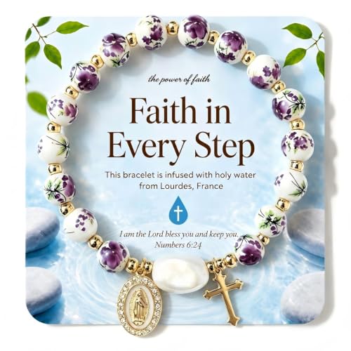 Holy Water Bracelet for Women,Religious Christian FaithJewelry - color: (purple3)