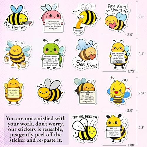 BEATRI Positive Bee Stickers 50Pcs Waterproof Vinyl Bee Decorations - color: Bee Stickers