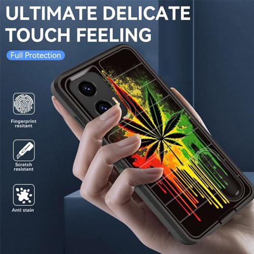 for Moto G Stylus 5G 2024 Case Built in Kickstand,Heavy Duty Protective Shockproof 3-Layer Full Body Rugged Phone Cover for Motorola Moto G Stylus 5G 2024,Marijuana Leaf Weed - color: Marijuana Leaf Weed