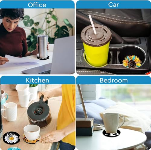 2Pcs Rainbow Tree Car Coasters,2.75" Neoprene Cars Cup Holder Coasters - color: Tree of Life