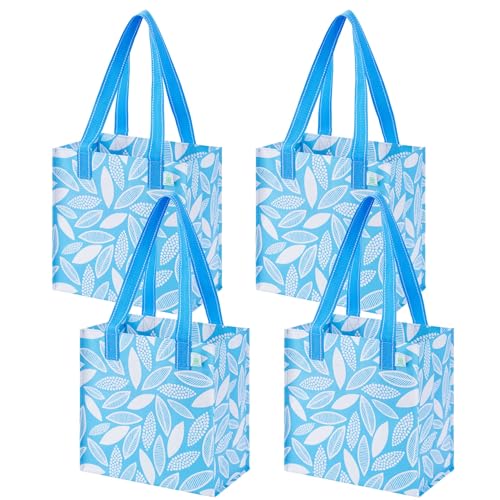 VENO 2/4 Pack Compact Reusable Grocery Shopping Bags with Hard Bottom - color: Spring Breeze - 4 Pack