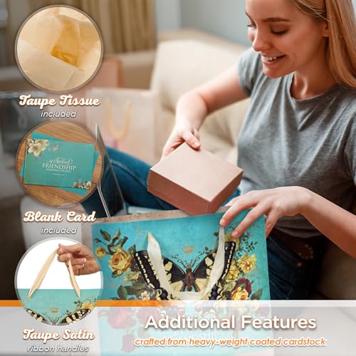 Christian Art Gifts Large Gift Bag with Card & Tissue Paper, Proverbs 27:9 - color: Friendship/Teal, style: Large Landscape