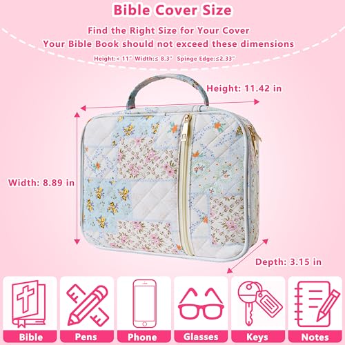Bible Cover for Women (Spliced Flower, Large-Bag Set) - color: A1 Spliced Flower Set