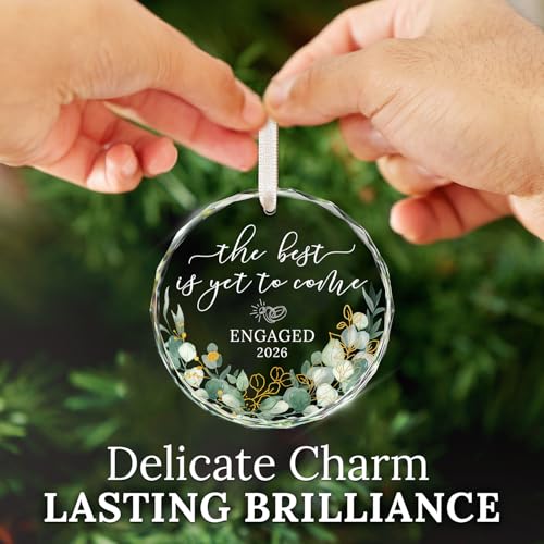 HEXMOZ Engagement Gifts for Couples, Women - Engagement Ornament 2027 - color: Engaged 7 Glass