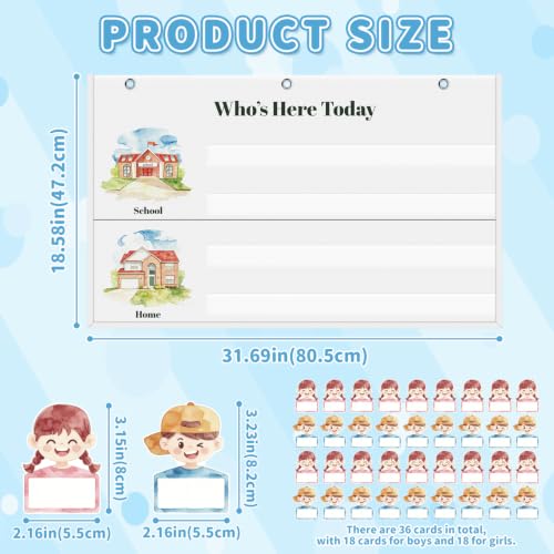 Attendance Pocket Chart for Classroom, Durable Classroom Management Pocket Chart 36 People Cards Included, Helping Hands Pocket Chart for Preschool Sunday School Kindergarten Daycare (White） - color: White-1