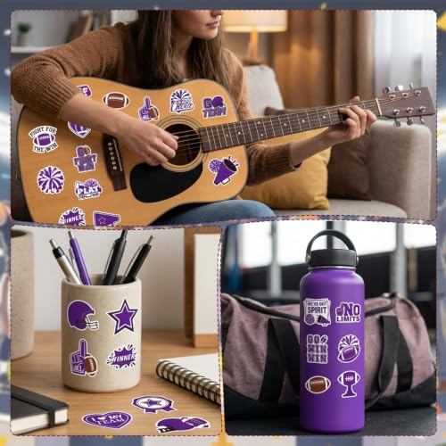 100 Pcs Purple Team Spirit Stickers Cheer Sports Stickers for Face - style: Purple Team Spirit