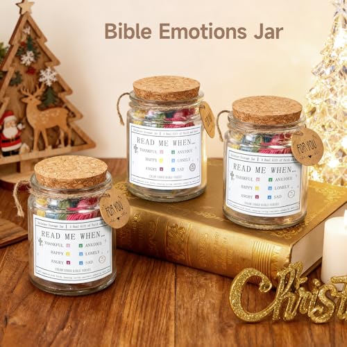 Bible Jar with Lid, Read Me When Bible Verses Jar for Emotions, Inspirational Scripture Storage for Bible Study & Prayer, Christian Gifts for Women and Men, Birthday Gift for Mom Father
