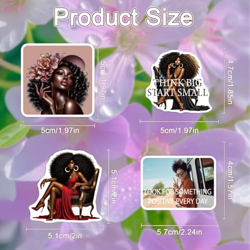 Black Women Stickers for Women - 50 Pcs Black Girl Water Bottle Stickers for Vision Board, Inspirational Waterproof Scrapbook Decals, Motivational Vinyl Sticker for Laptop Journaling - style: Black Girl Inspirational