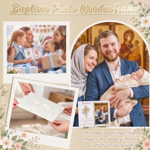 Baptism Gifts for Boys Girls, Baptism Photo Frame with Gift Box, Flower - style: Flower