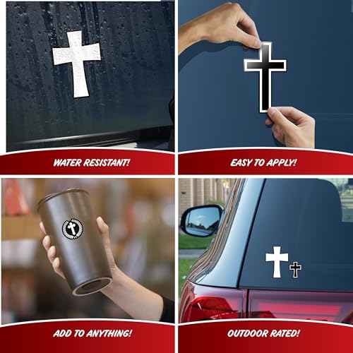 Decalcomania Christian Crosses Decals - Stickers for Car or Truck Window- Black White Cross Car Sticker and Christian Cross Stickers - style: Christian Crosses