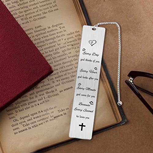 Jzxwan Christian Bookmark, Christian Birthday Baptism Gift for Women Men - color: God Love You