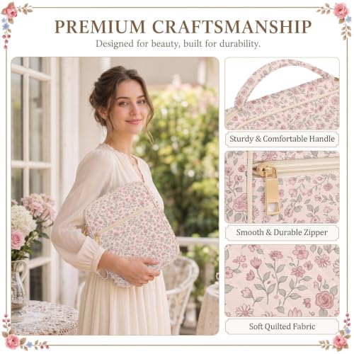 Britimes Bible Cover Case for Women, Pink Bible Cover with Accessories - color: Pink Floral