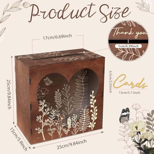 Wooden Wedding Card Box for Reception, Gift Card Box for Wedding, Brown