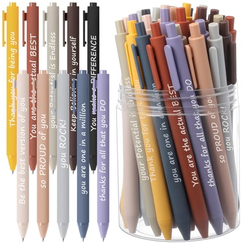 Crtiin 50 Pcs Inspirational Pens Bulk Neutral Tones, Thank Yourself - color: Neutral Tones, size: 1 Count (Pack of 50)