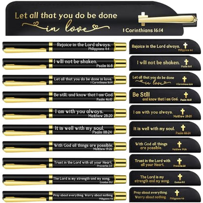 30 Sets Social Worker Gifts Bible Verse Pen with Leather Holder, Black - color: Black