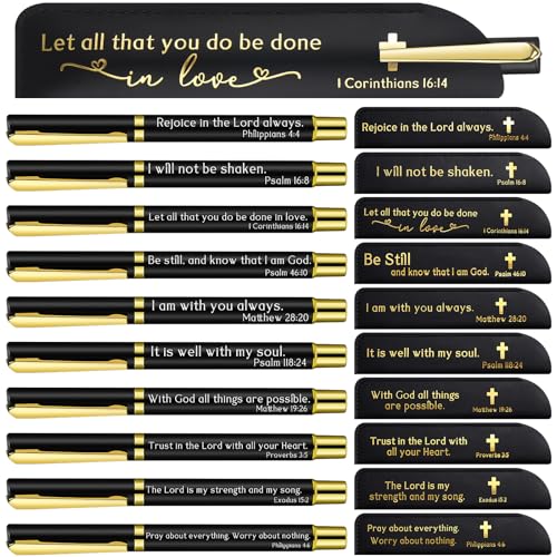 30 Sets Social Worker Gifts Bible Verse Pen with Leather Holder, Black - color: Black