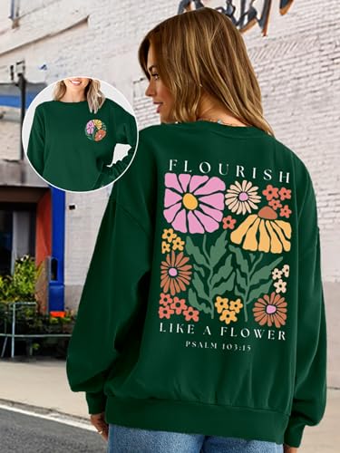 Christian Sweatshirts for Women Jesus Faith Pullover Long Sleeve - color: B-green, size: Medium