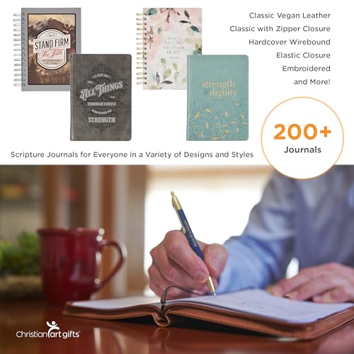Christian Art Gifts Inspirational Handy-sized Journal, He Restores My Soul Wide Ruled Notebook, Psalm 23:3 Bible Verse, Pink Vegan Leather Floral, 240 Lined Pages w/scripture, (7.2” x 5.4” x .75”)