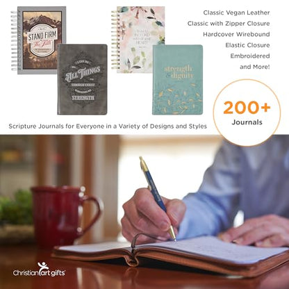 Christian Art Gifts Inspirational Handy-sized Journal, He Restores My Soul Wide Ruled Notebook, Psalm 23:3 Bible Verse, Pink Vegan Leather Floral, 240 Lined Pages w/scripture, (7.2” x 5.4” x .75”)