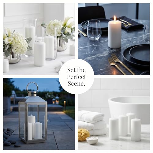 Unscented Pillar Candles - Set of 4 Vanilla Candles - 3x6 Slow Burning Candles for Weddings & Table Centerpieces - Large Pillar Candles, PARNOO - color: White