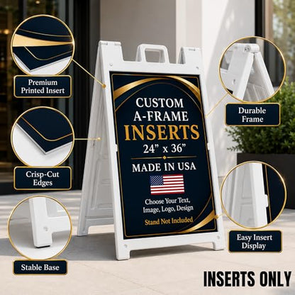 Custom Sandwich Board Signs Outdoor Waterproof A-Frame Signs Printed in USA - color: A-Frame Inserts