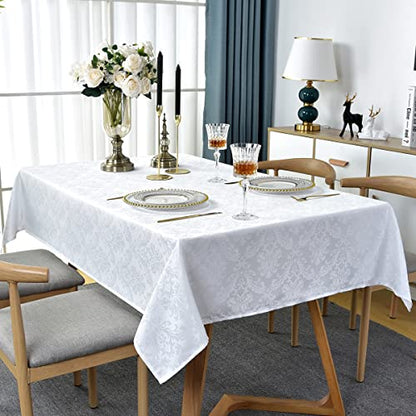 SASTYBALE White Tablecloth Rectangle 52 x 70 Inch Jacquard Tablecloth - color: A-white, size: 70" x 52" (Rectangular)