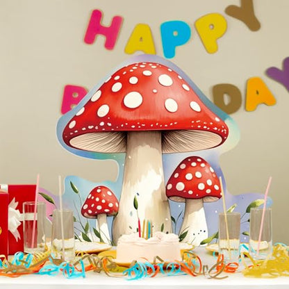 Teling 43.3 x 37.4 Inch Large Mushroom Photo Prop Party Decoration Forest Mushroom Cutout Backdrop Decor Woodland Fairy Birthday Baby Shower Supplies - style: Mushroom