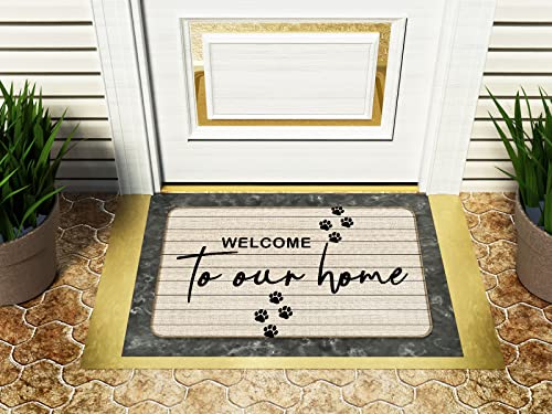 Welcome To Our Home Decorative Indoor Outdoor Doormat，Pet Dog Gifts，Pet Lover Gift，Housewarming Gifts，Dog Paws，Dogs Paws Doormat，Funny Welcome Mat-for Home Entrance, Outside Entry, Yard, Floor, Patio - color: 03 Doormat