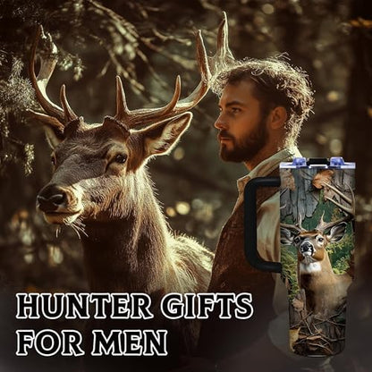 Hunter Gifts for Men Dad, 40oz Tumbler with Handle - color: Hunting