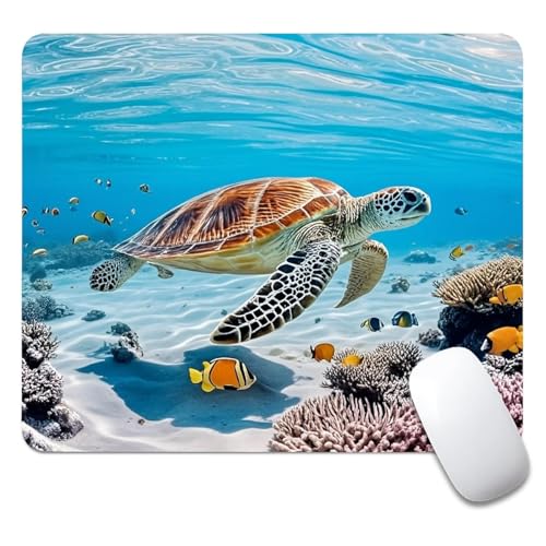Square Mouse Pad Sea Turtle, Personalized Premium-Textured Custom Mouse Mat Design, Washable Mousepad Cloth, Non-Slip Rubber Base Computer Mouse Pads for Wireless Mouse - color: S3039 Sea Turtle