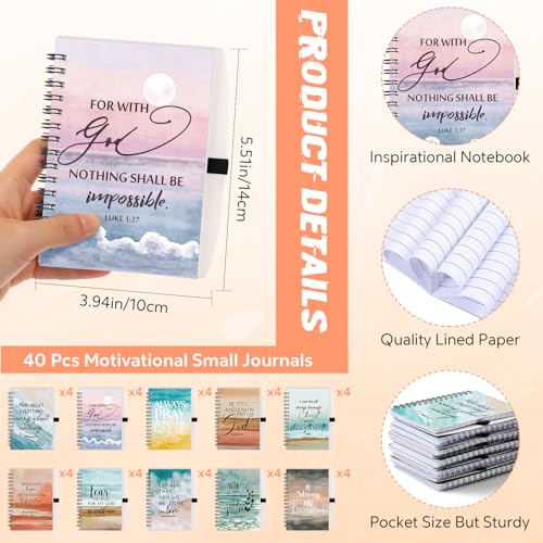 Harloon 40 Set Christian Gift Bible Verse Notebooks Pens, Mini Bibles Bulk