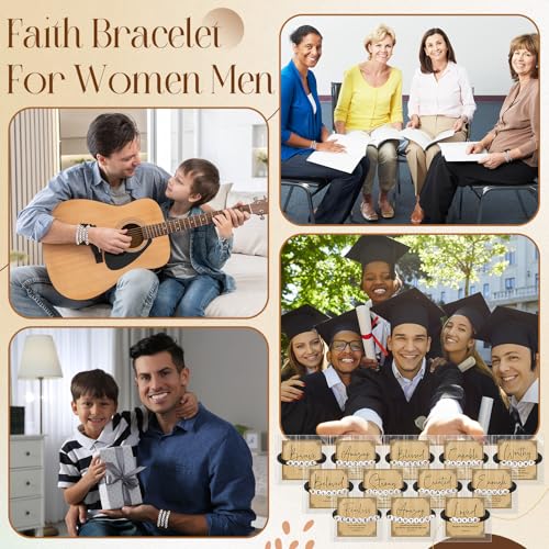 Kenning 24 Set Christian Bracelet for Men Women - color: Black